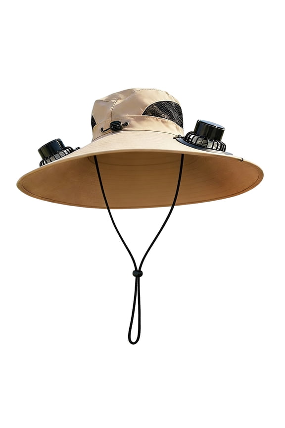 Fan Hat Breathable Wide Brim Sun Hat for Men Women Sun Bucket Fishing Hats with 2 Solar Fan, Outdoor Hiking Camping Fishing