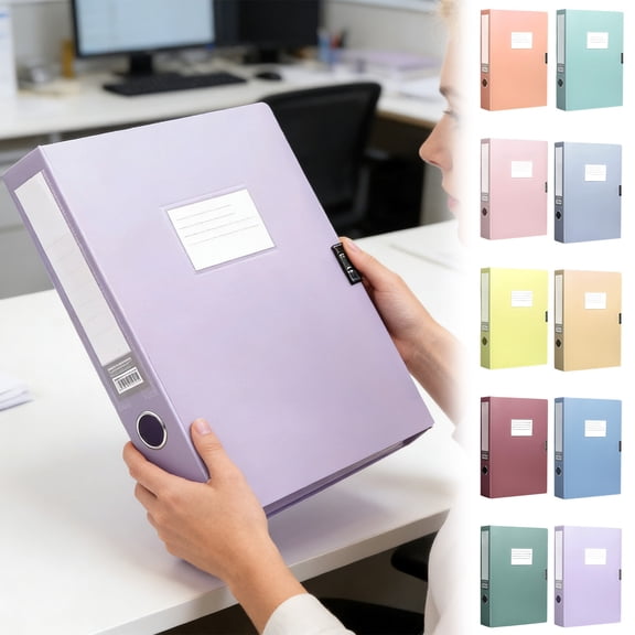 Ouuluon File Box Thickened Document Case, Pink Plastic File Organizer Box for Middle School Student Office Paper Arrangement