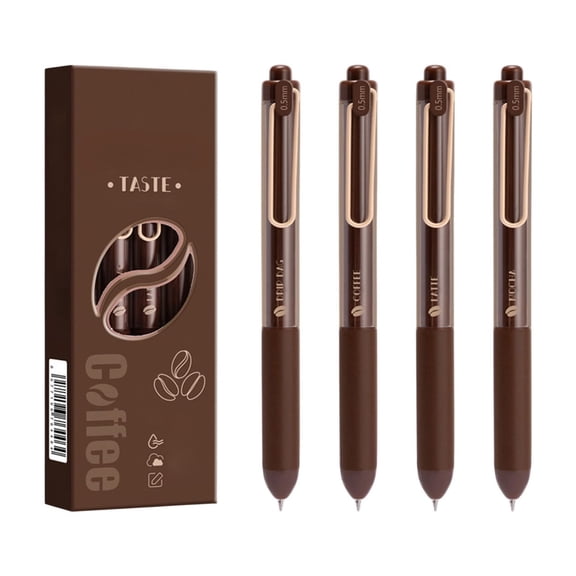 Ouuluon Gel Pens Soft Grip Scented Click Writech Pens, 4Pcs Coffee Rose Cream Fragrant Neutral Pens for Middle School Students Study Exam