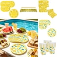thumbnail image 1 of Ouuluon Lemon Themed Dinnerware Sets, Disposable Party Supplies, Absorbent Paper Napkins Plates Cups Tablecloth for Summer Picnic Bridal Birthday, 1 of 6