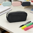 thumbnail image 1 of Ouuluon Pencil Case, Large Capacity Portable Pencil Pouch, 8x4x2in Black Lightweight Pencil Bag for Student Office, 1 of 8