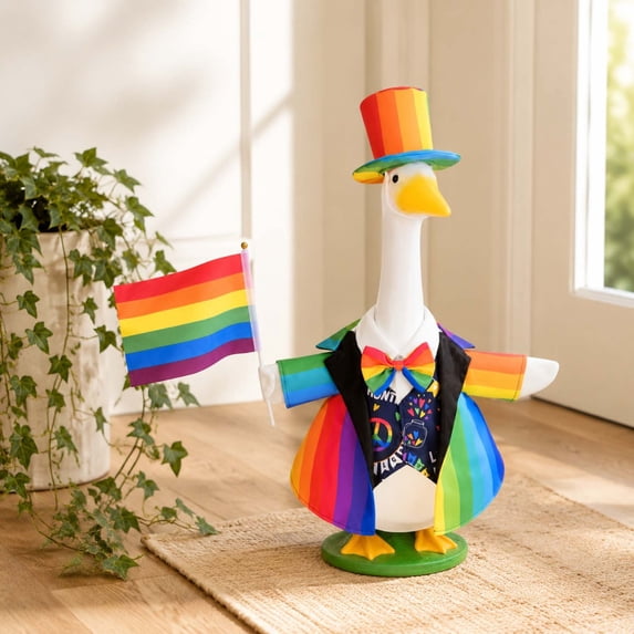 Ouuluon Porch Goose Outfits Soft Weather Resistant Porch Clothing Decor, 23 inch Multipurpose Porch Ornament for Holiday Daily Front Entrance Home