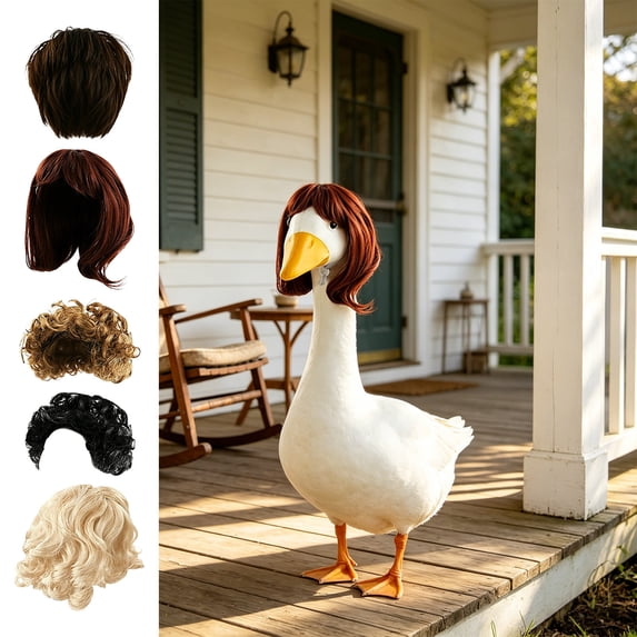 Ouuluon Porch Goose Wigs Funny Wig Headband, 23 inch Goose Detachable Silly Hair Accessory for Outdoor Garden Yard Decoration