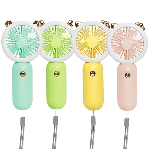 Ouuluon Portable Fan Cute Handheld Fan with Night Light, Yellow USB Rechargeable Mini Lazy Desktop Wind Cooler for Fishing Camping Walking Hiking