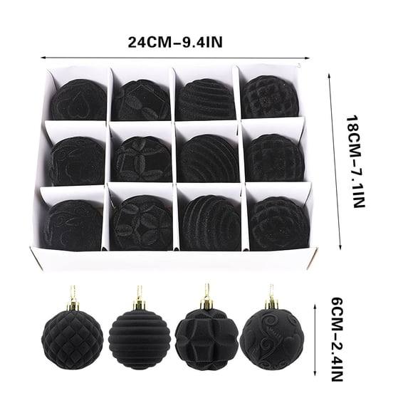 Ouuluon Set of 12 Flocking Ornaments, 2 inch Velvet Painted Hanging Decor for Tree Party