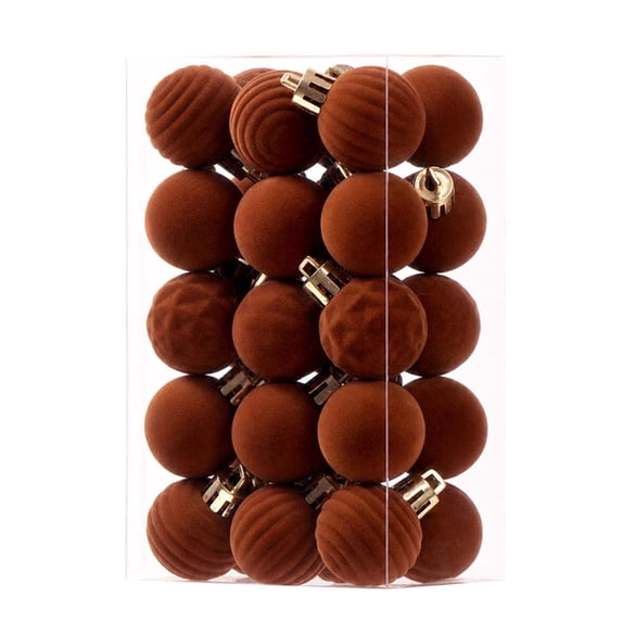 Ouuluon Set of 30 Flocked Mini Christmas Balls, 1 inch Velvet Shatterproof Ornaments for Tree Wreath Holiday Decor