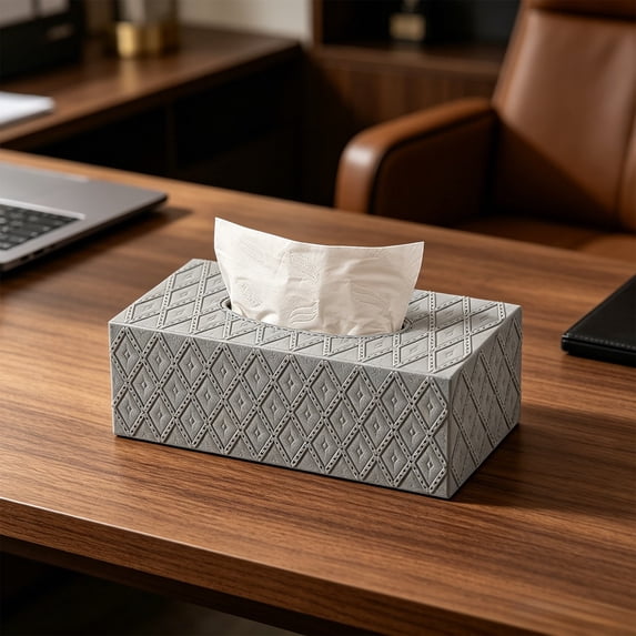 Ouuluon Tissue Box Cover, Sturdy Versatile Tissue Holders, 9×5×3in Smooth Extraction Removable Lid Tissue Box for Hotel Toilet Home Car Office