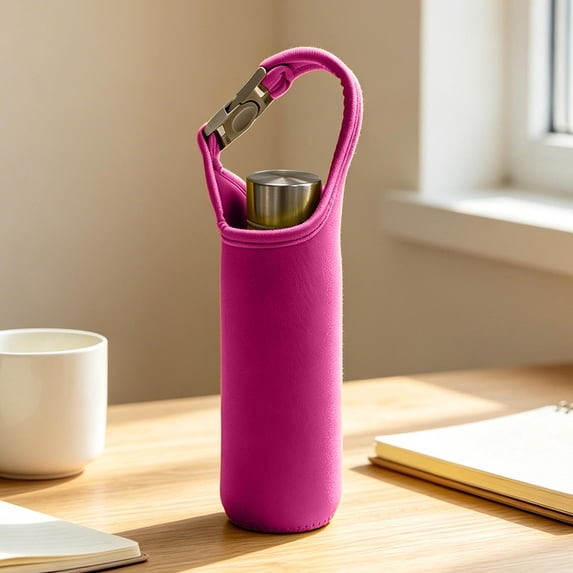Ouuluon Water Bottle Holder, Foldable Water-Resistant Water Bottle Carrier, 7×2in Pink Insulated Bottle Pouch for Outdoor Travel Sports