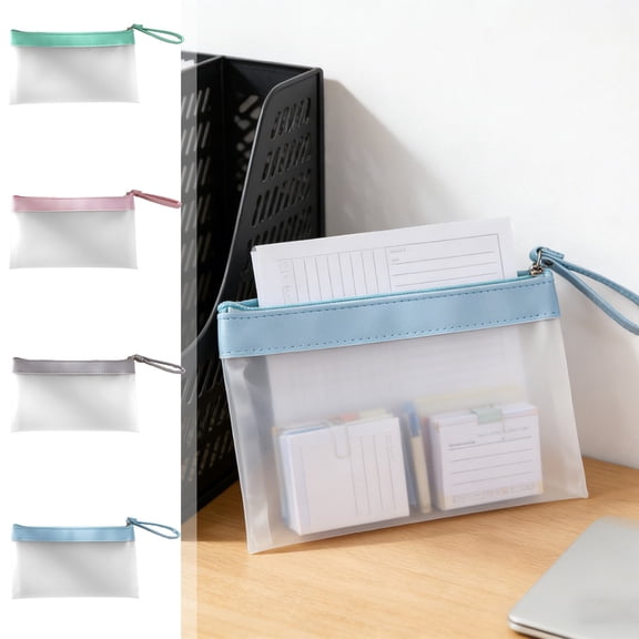 Ouuluon Zipper Pouches Portable Handheld File Bag, Pink A4 Double Zippered Document Bag for Office School Prenatal Records