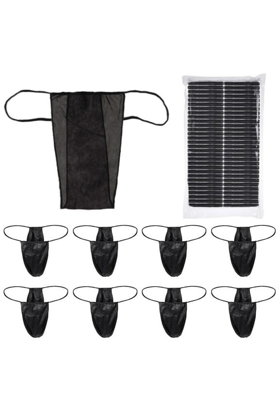 Womens Disposable Spray Tanning Thong Underwear, 100-Pack Black G-String Panties, Breathable Non-Woven, Individually Wrapped (One Size Fits All)