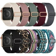 Ouwegaga 10 Pack Stretchy Nylon Solo Loop Band for Apple Watch Band 40mm 38mm 41mm for Women Men, Adjustable Elastic Braided Straps for iWatch Series SE 9 8 7 6 5 4 3 2 1