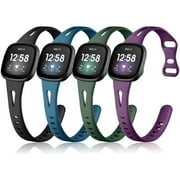 Ouwegaga 4 Pack Bands Compatible with Fitbit Versa 4/Versa 3/Sense 2/Sense Bands,Soft Slim Silicone Bands for Women Men