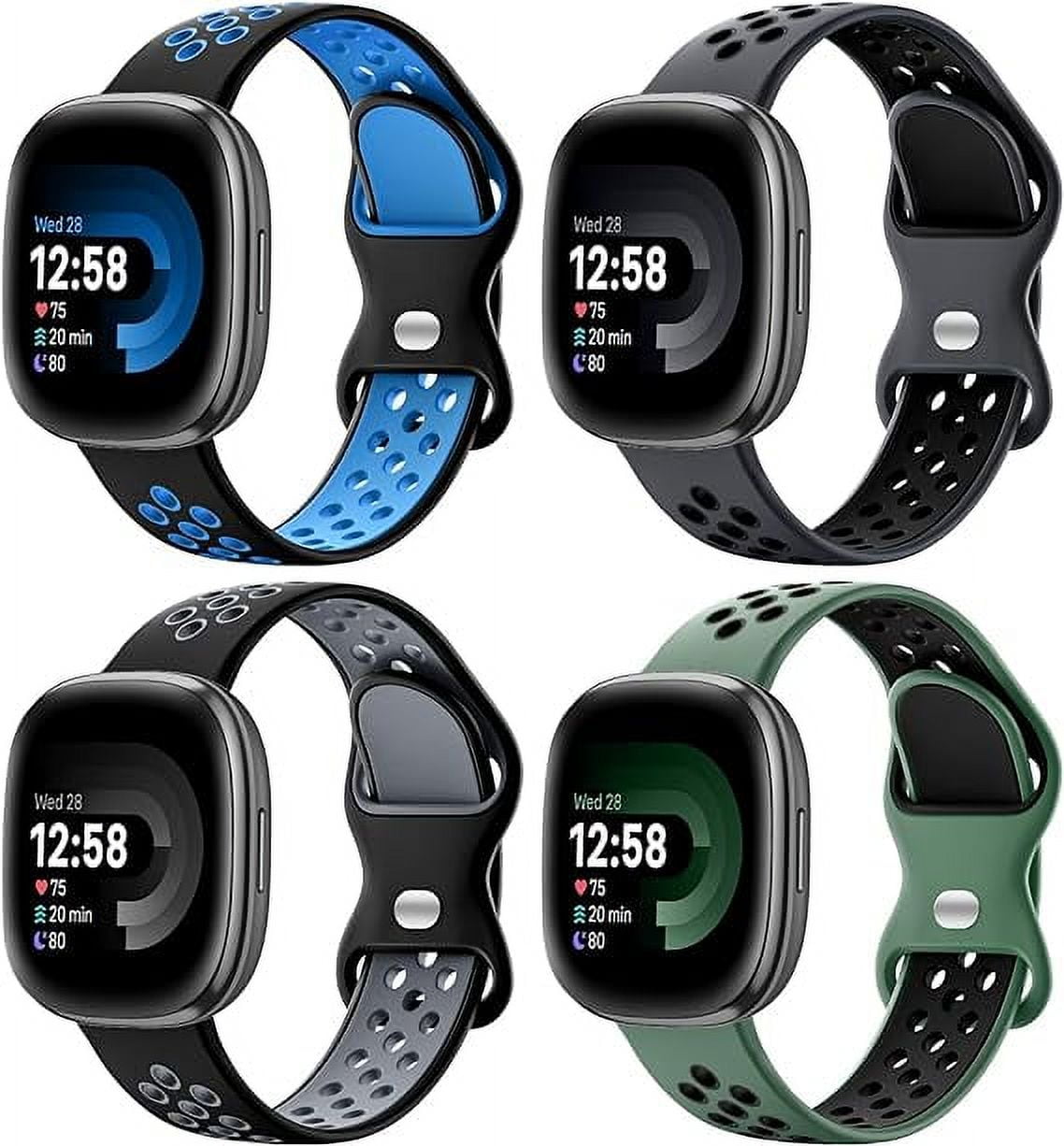 Ouwegaga 4 Pack Sport Soft Wristbands for Fitbit Versa 3/Versa 4/Sense