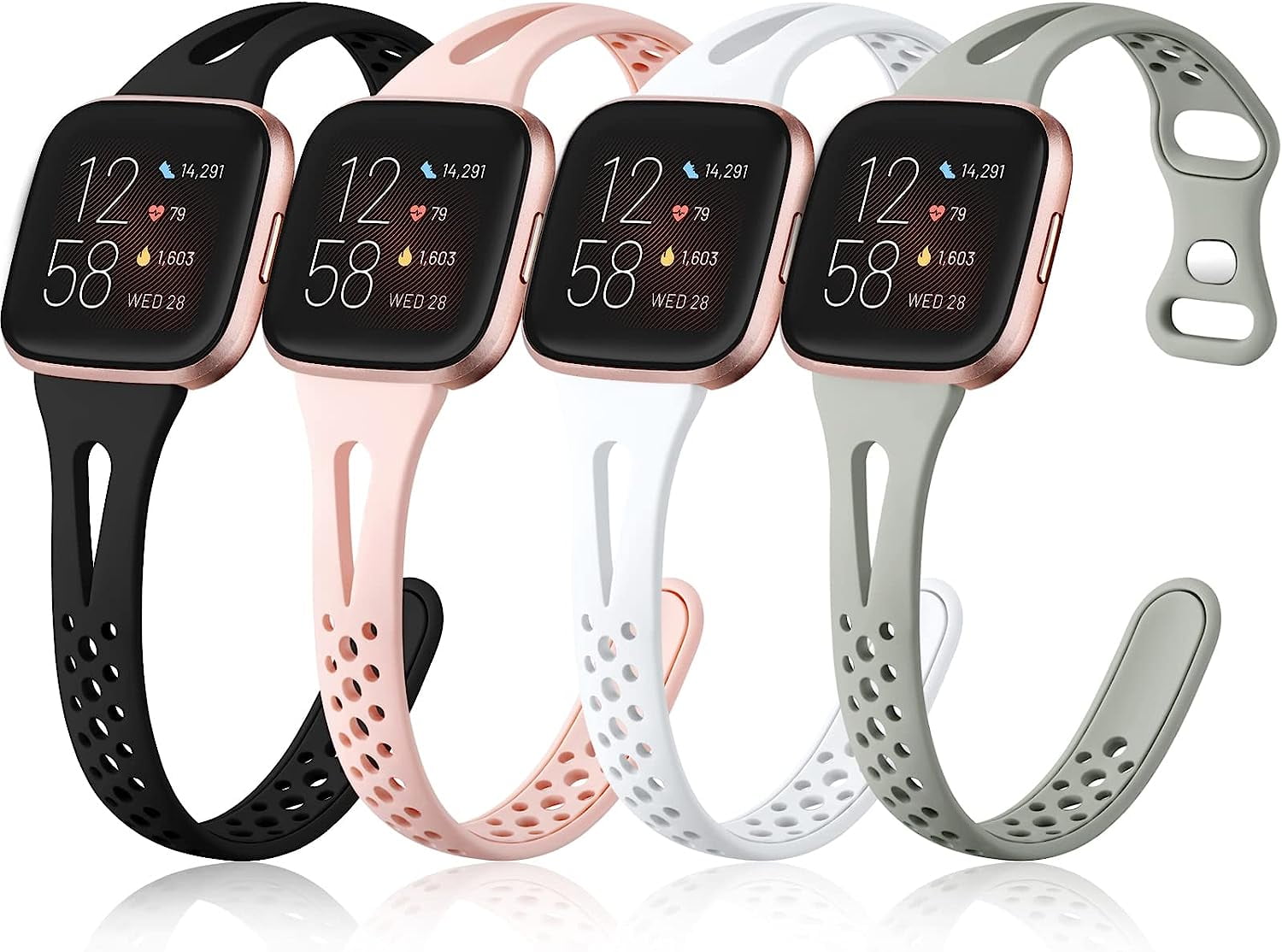 Ouwegaga 4 Pack for Fitbit Versa 2 Watch Bands Women, Slim Watch Bands