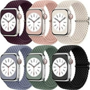Ouwegaga 6 Pack for Apple Watch Bands 40mm 38mm 41mm 44mm 45mm 42mm 49mm for Women Men, Adjustable Braided Stretchy Sport Wristbands for iWatch Series 9 8 7 6 5 4 3 SE Ultra