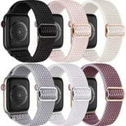 Ouwegaga 6 Pack Stretchy Nylon Bands for Apple Watch 44mm 45mm 42mm 49mm Women Men, Adjustable Braided Sport Elastics Wristband for iWatch SE/SE2 Ultra/Ultra2 Series 9 8 7 6 5 4 3 2 1