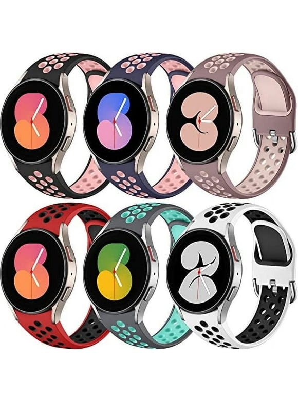 Ouwegaga 6 Pack for Samsung Watch Bands for Women Men, Silicone Sport Wristbands for Samsung Galaxy Watch 5/6/4/5 Pro/4 Classic