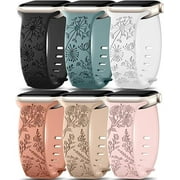 Ouwegaga for Apple Watch Bands 38mm 40mm 41mm 42mm 44mm 45mm 49mm for Women Girl Lady, Engraved Floral Wristbands for iWatch Ultra Series 9 8 7 6 5 4 3 SE
