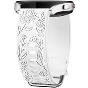 Ouwegaga Floral Silicone Watch Bands for Women, Compatible with Samsung Galaxy Watch 6 5 4/Watch 6 Classic/Watch 5 Pro/Watch 4 Classic, White