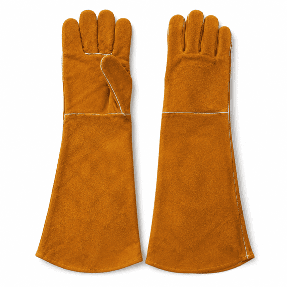 Ouxumoll Leather Animal Handling Gloves, 24-Inch Heavy Duty Bite-Proof Pet Gloves, Double Layer Training Gauntlet