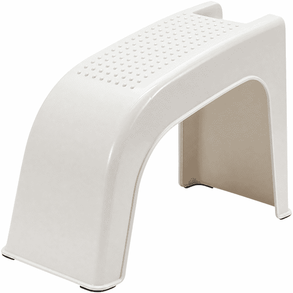 Ouxumoll Shower Foot Rest Stool for Pedicure, Non-Slip Plastic Bath Step for Shaving Legs, Beige 28cm High, 37x16.5cm Base, Stackable Shower Stool for Bathroom, Home, and Toilet Aid