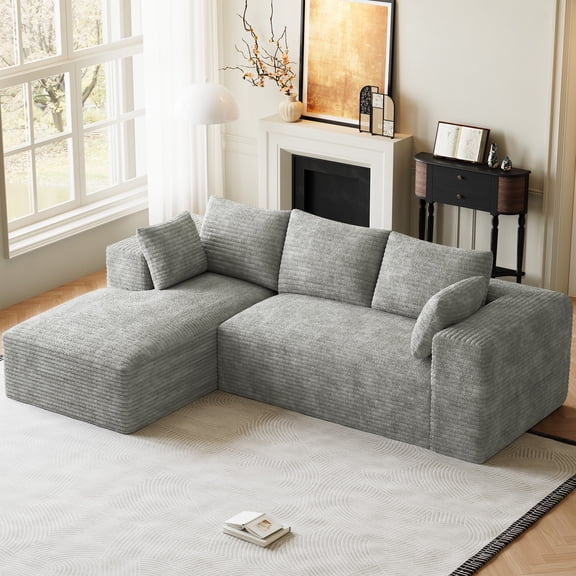 Wiilayok 107" Cloud Sectional Couch with L-Shape Chaise,Modern Modular Sofa with Deep Seat, Comfy Boneless Upholstered Couches for Living Room Bedroom,Gray