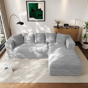 Wiilayok Modular Cloud Sectional Couch,107" L Shaped Sectional Sofa with Right Chaise,Upholstered Deep Seat Sofa for Living Room Bedroom,Gray(Corduroy)