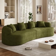 Wiilayok 131" Modern Chenille Sectional Sofa,Curved Sofa with Deep Seat,Cloud Compression Sofa Couch for Living Room,No Assembly,Olive Green