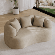 Wiilayok 68.5" Modern Chenille Sofa,Curved Sofa with Deep Seat Cloud Couch for Living Room, Apartment, Bedroom, No Assembly,Light Brown