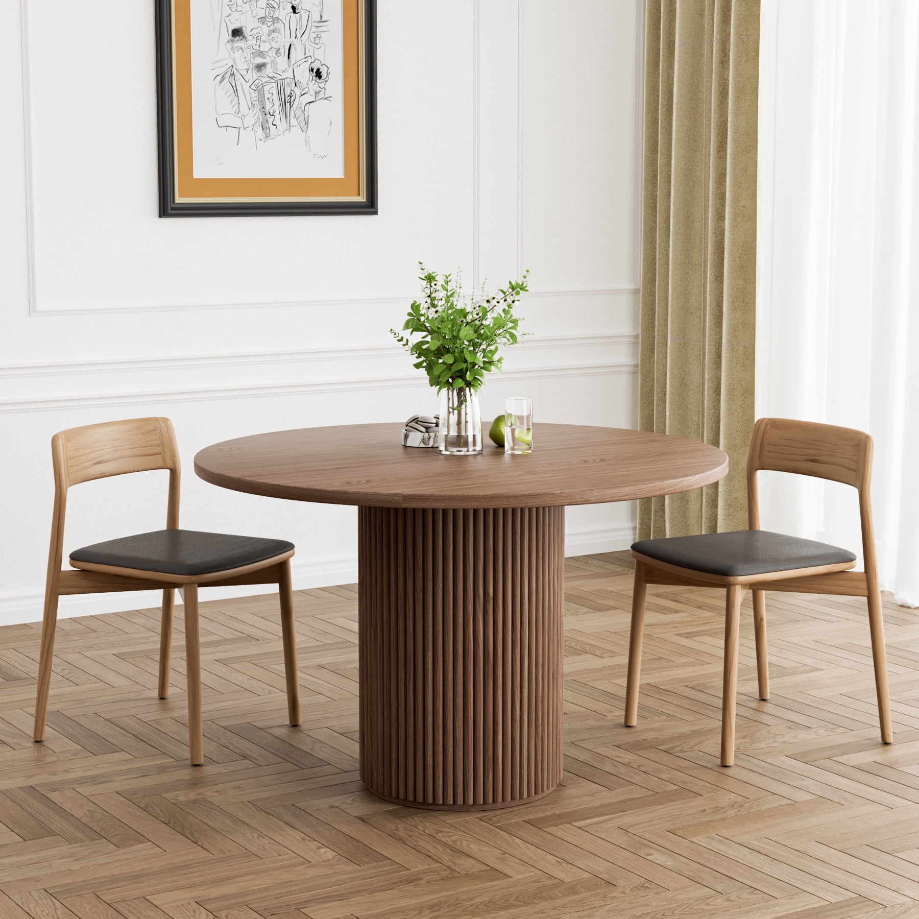 Ouyessir 47" Modern Round Dining Table, Wood Kitchen Table for 4 to 6 ...