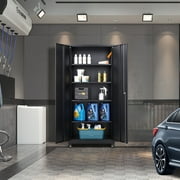 Ouyessir 71''H Metal Steel Storage Cabinet with wheel,Lockable Storage Cabinet with Adjustable Shelves for Garage,Office,Home