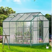 Ouyessir 8' x 6' Walk-in Greenhouse for Outdoor Patio,Polycarbonate Greenhouse with Adjustable Roof and Rain Gutter for Plants,Aluminum Alloy Frame Heavy Duty Walk-in Greenhouse in all Season