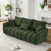 Wiilayok 80" Sofa Couch,Modern Upholstery Teddy Cloud Sofa Couch, 3 Seater Couch with 3 Pillows, for Living Room Bedroom,Green