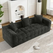 Wiilayok 89.8" Cloud Sofa Couch,Chenille 3 Seater Deep Seat Sofa Couch, No Assembly Required,Black