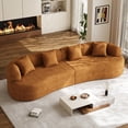 thumbnail image 1 of Wiilayok 131" Chenille Curved Shaped Sectional Sofa,Modern 4 Seater Cloud Combination Sofa Couch with Extra Deep Seat and Pillows for Living Room,Orange, 1 of 10