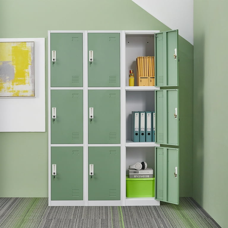 Ouyessir Locker Storage Cabinet 3-tier Metal Lockers for School, Gym, Home,  Office Employee Lock Box, 71 inches High - Green - Walmart.com