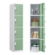 Ouyessir Locker Storage Cabinet 4-tier Metal Lockers for School, Gym, Home, Office Employee Lock Box, 71 inches High - Green
