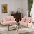 thumbnail image 1 of Ouyessir Loveseat Sofa Set Velvet Gold Metal Legs Loveseat Couch with 2 Pillows, Pink, 1 of 7