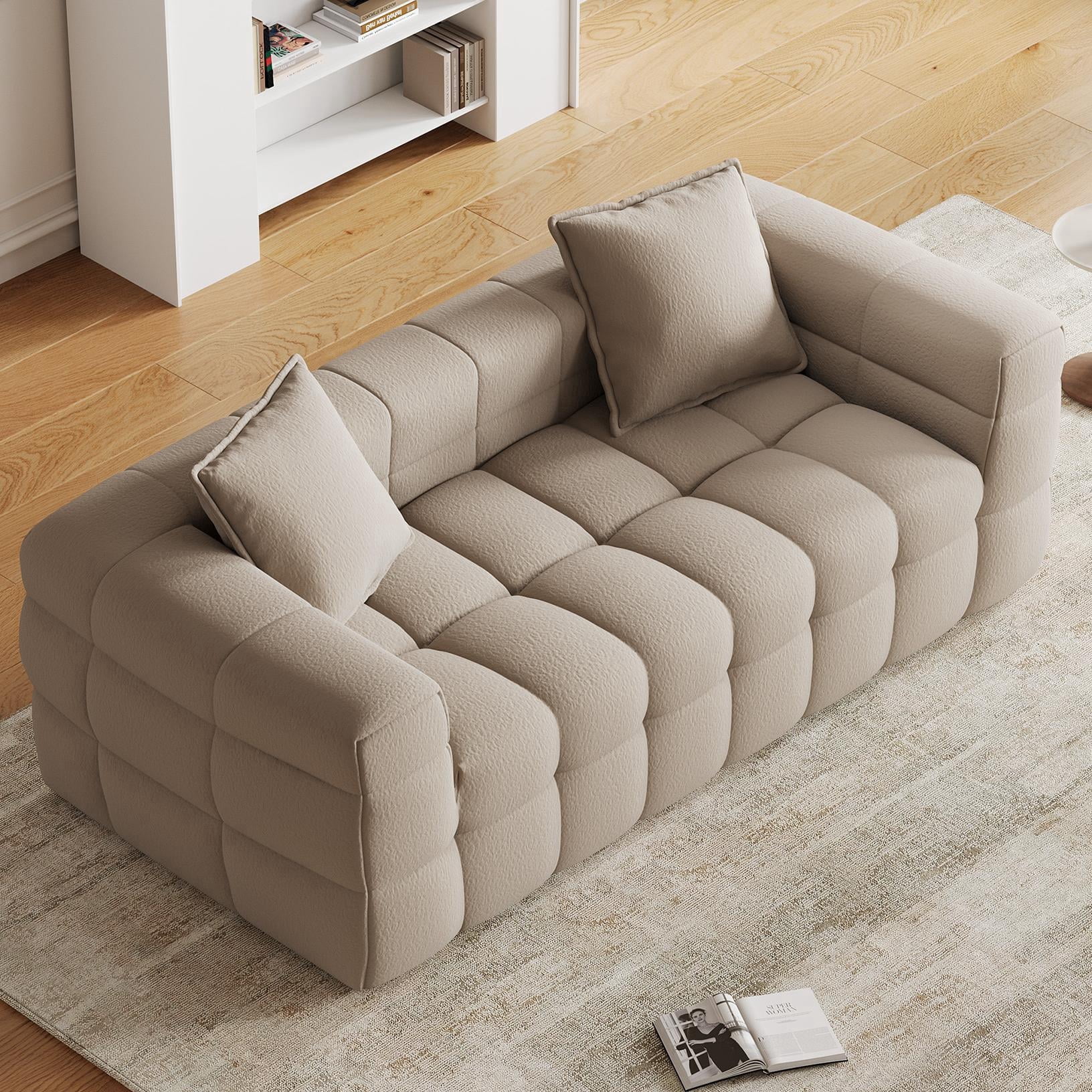 Wiilayok 66.5" Loveseat Sofa,Chenille 2 Seater Deep Seat Sofa Couch, No Assembly Required,Light Camel