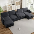 thumbnail image 1 of Wiilayok U Shaped Sectional Sofa,161" Oversized Modular Cloud Couch Sofa with 2 Ottoman and Extra Deep Seat for Living Room，4 Seater Modern Chenille with Central Console USB Port, Grey, 1 of 7