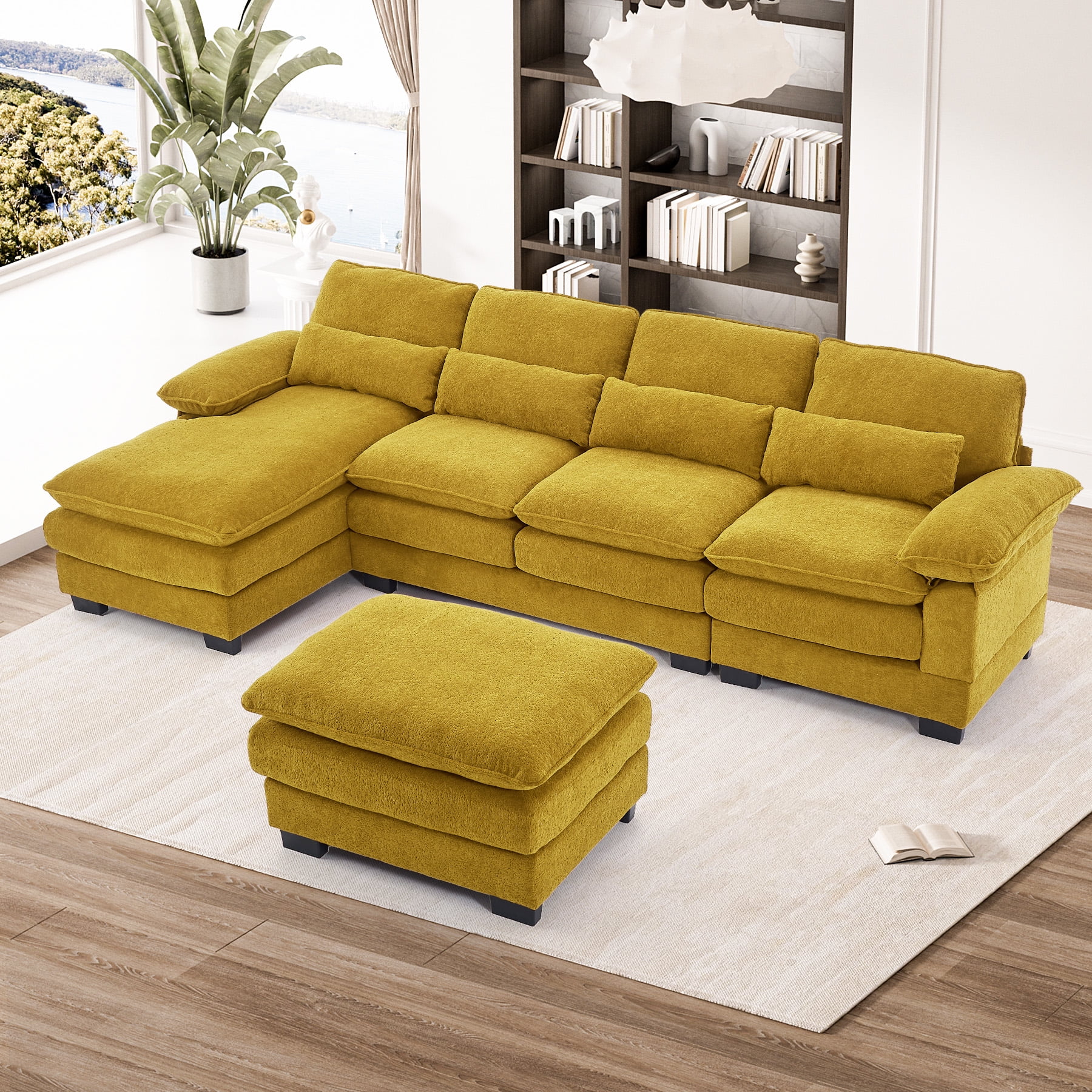 Ouyessir Modular Sectional Sofa Set Cloud Couch,114" Comfy Chenille U