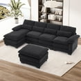 thumbnail image 1 of Wiilayok 114" U Shaped Sectional Sofa with Chaise Lounge and Ottoman,Chenille Modular Sectional Sofa Couch for Living Room,Dark Gray, 1 of 9