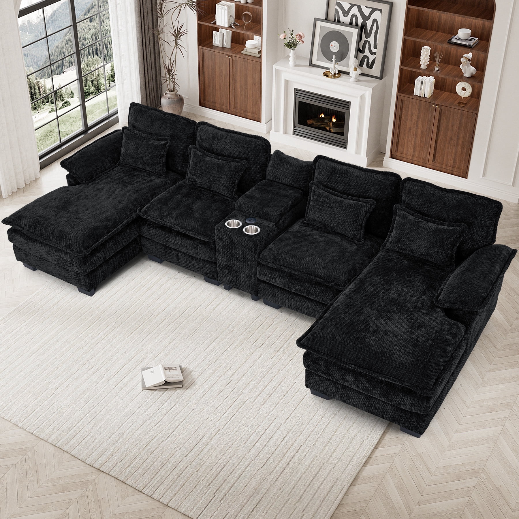 Ouyessir Modular Sectional Sofa Set Cloud Couch for Living Room,124 ...