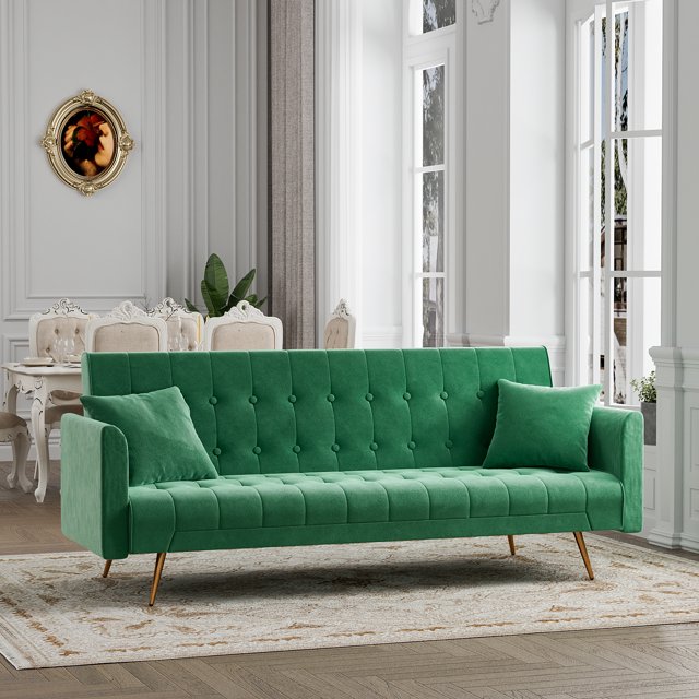 Ouyessir Multifunctional Velvet Sofa Bed,71in Convertible Folding Upholstered Futon Couch with 2