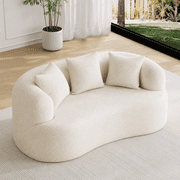 Wiilayok 68.5" Modern Chenille Sofa,Curved Sofa with Deep Seat Cloud Couch for Living Room, Apartment, Bedroom, No Assembly,Beige