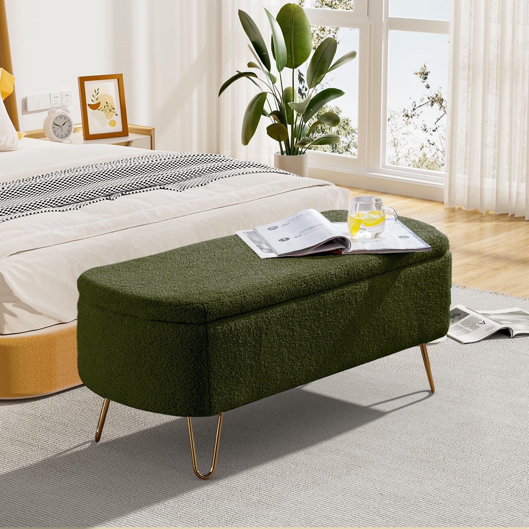 Ouyessir Ottoman with Storage,Upholstered Storage Ottoman Bench with ...