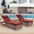 thumbnail image 1 of Wiilayok Outdoor Chaise Lounge Set of 2,Rattan Wicker Chaise Lounge with Adjustable Backrest, Outdoor Reclining Chairs for Garden Pool Backyard Deck,Red, 1 of 8