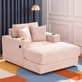 thumbnail image 1 of Wiilayok 54" Oversized Chaise Lounge Chair Indoor Furniture,Cloud Corduroy Sofa Bed Deep Seat Couch with Ottoman&Cup Holder,Lounge Chair Indoor for Living Room,Bedroom,Pink, 1 of 8