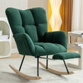 thumbnail image 1 of Ouyessir Rocking Chair with Foot Rest,Teddy Upholstered Glider Chair with High Back Side Pocket Accent Rocker Arm Chair for Living Room Bedroom Office,Green, 1 of 9