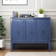 thumbnail image 1 of Ouyessir Solid Wood Buffet Sideboard Entry Console Table, Antique Storage Cabinet with Doors and Adjustable Shelf, for Living Room, Dining Room, Kitchen, 37" L x 15.7 W x 31.5 H, Navy Blue, 1 of 10